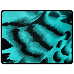 Blue Background Fabric Tiger  Animal Motifs Double Sided Fleece Blanket (large)  by Amaryn4rt