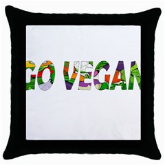 Go Vegan Throw Pillow Case (black) by Valentinaart