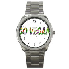 Go Vegan Sport Metal Watch by Valentinaart