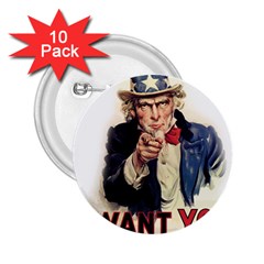 Uncle Sam 2 25  Buttons (10 Pack)  by Valentinaart