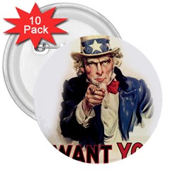 Uncle Sam 3  Buttons (10 Pack)  by Valentinaart