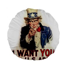 Uncle Sam Standard 15  Premium Flano Round Cushions by Valentinaart