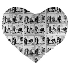 Old Comic Strip Large 19  Premium Heart Shape Cushions by Valentinaart