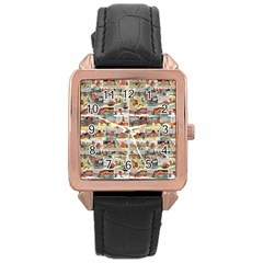 Old Comic Strip Rose Gold Leather Watch  by Valentinaart