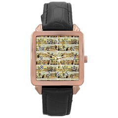 Old Comic Strip Rose Gold Leather Watch  by Valentinaart