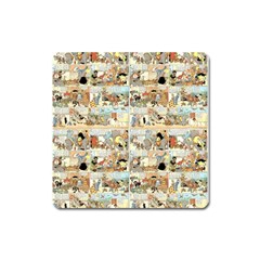 Old Comic Strip Square Magnet by Valentinaart