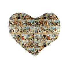 Old Comic Strip Standard 16  Premium Flano Heart Shape Cushions by Valentinaart