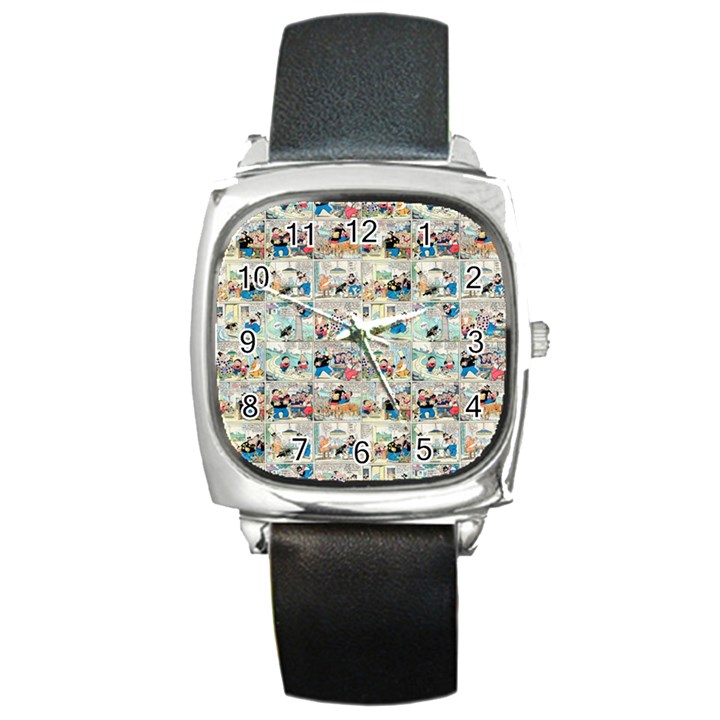 Old comic strip Square Metal Watch