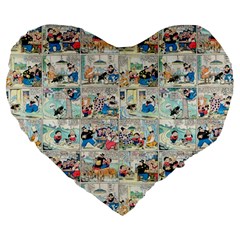 Old Comic Strip Large 19  Premium Heart Shape Cushions by Valentinaart