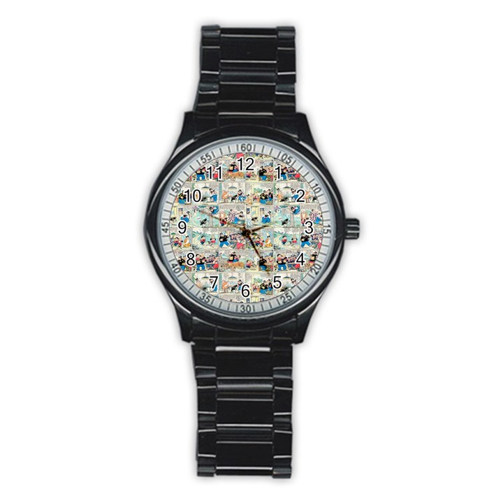 Old comic strip Stainless Steel Round Watch