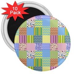 Old Quilt 3  Magnets (10 Pack)  by Valentinaart