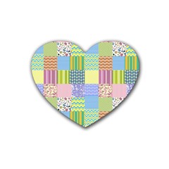 Old Quilt Heart Coaster (4 Pack)  by Valentinaart