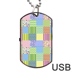 Old Quilt Dog Tag Usb Flash (two Sides) by Valentinaart