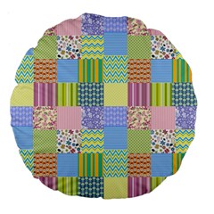 Old Quilt Large 18  Premium Flano Round Cushions by Valentinaart