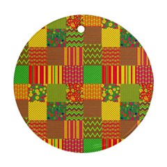 Old Quilt Ornament (round) by Valentinaart