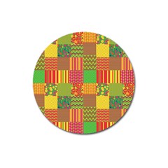 Old Quilt Magnet 3  (round) by Valentinaart