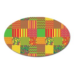 Old Quilt Oval Magnet by Valentinaart