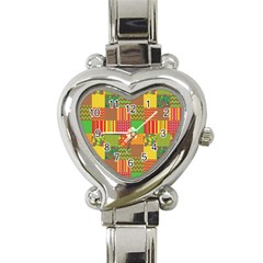 Old Quilt Heart Italian Charm Watch by Valentinaart