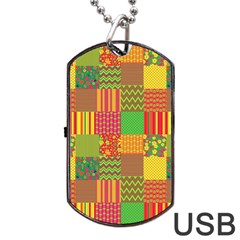 Old Quilt Dog Tag Usb Flash (two Sides) by Valentinaart