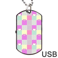 Old Quilt Dog Tag Usb Flash (two Sides) by Valentinaart