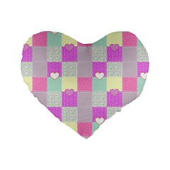 Old Quilt Standard 16  Premium Heart Shape Cushions by Valentinaart