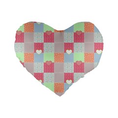 Patchwork Standard 16  Premium Flano Heart Shape Cushions by Valentinaart