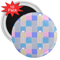 Patchwork 3  Magnets (10 Pack)  by Valentinaart