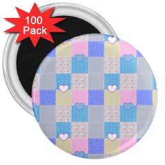 Patchwork 3  Magnets (100 Pack) by Valentinaart