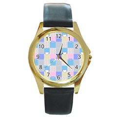 Patchwork Round Gold Metal Watch by Valentinaart