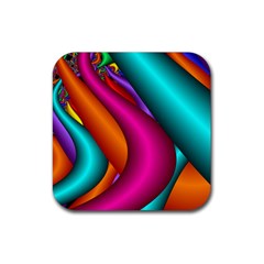 Fractal Wallpaper Color Pipes Rubber Coaster (square)  by Amaryn4rt