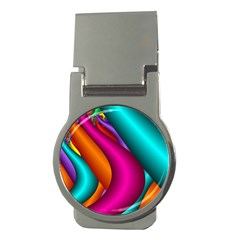 Fractal Wallpaper Color Pipes Money Clips (round)  by Amaryn4rt