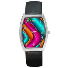 Fractal Wallpaper Color Pipes Barrel Style Metal Watch by Amaryn4rt