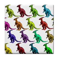 Multicolor Dinosaur Background Tile Coasters by Amaryn4rt