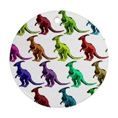 Multicolor Dinosaur Background Ornament (round) by Amaryn4rt