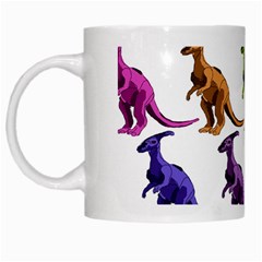 Multicolor Dinosaur Background White Mugs by Amaryn4rt