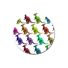 Multicolor Dinosaur Background Magnet 3  (round) by Amaryn4rt