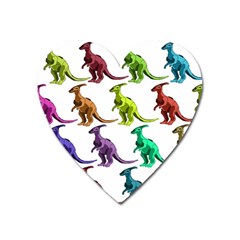 Multicolor Dinosaur Background Heart Magnet by Amaryn4rt