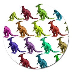 Multicolor Dinosaur Background Magnet 5  (round) by Amaryn4rt