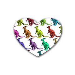 Multicolor Dinosaur Background Rubber Coaster (heart)  by Amaryn4rt