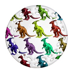 Multicolor Dinosaur Background Round Filigree Ornament (two Sides) by Amaryn4rt