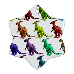 Multicolor Dinosaur Background Snowflake Ornament (two Sides) by Amaryn4rt