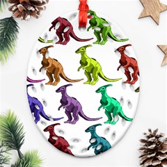 Multicolor Dinosaur Background Ornament (oval Filigree) by Amaryn4rt