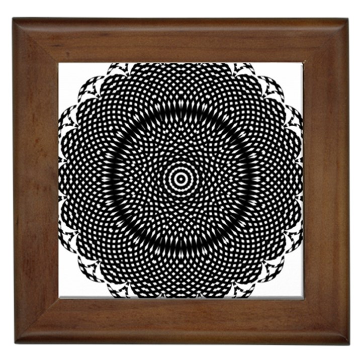 Black Lace Kaleidoscope On White Framed Tiles