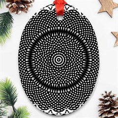 Black Lace Kaleidoscope On White Ornament (Oval)