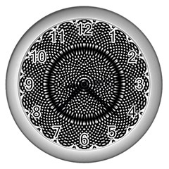 Black Lace Kaleidoscope On White Wall Clocks (silver)  by Amaryn4rt