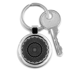 Black Lace Kaleidoscope On White Key Chains (Round) 