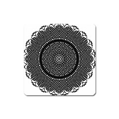 Black Lace Kaleidoscope On White Square Magnet by Amaryn4rt