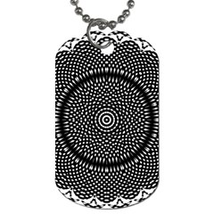 Black Lace Kaleidoscope On White Dog Tag (One Side)