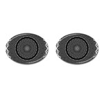 Black Lace Kaleidoscope On White Cufflinks (Oval) Front(Pair)