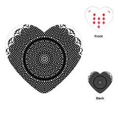 Black Lace Kaleidoscope On White Playing Cards (heart)  by Amaryn4rt